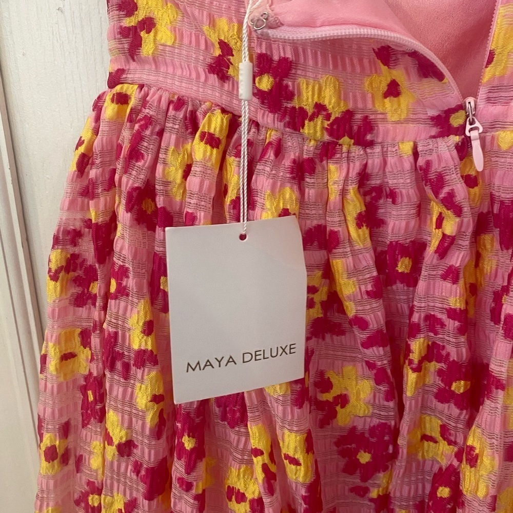 Maya Deluxe Floral Tutti Frutti Midi Strapless Dress NWT - Picture 8 of 9